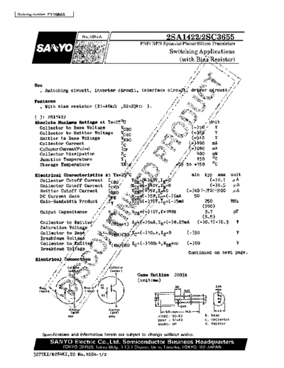 Sanyo 2sa1422  . Electronic Components Datasheets Active components Transistors Sanyo 2sa1422.pdf