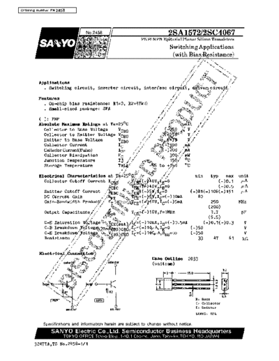 Sanyo 2sa1572  . Electronic Components Datasheets Active components Transistors Sanyo 2sa1572.pdf