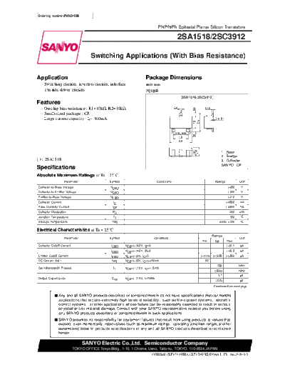 Sanyo 2sa1518  . Electronic Components Datasheets Active components Transistors Sanyo 2sa1518.pdf