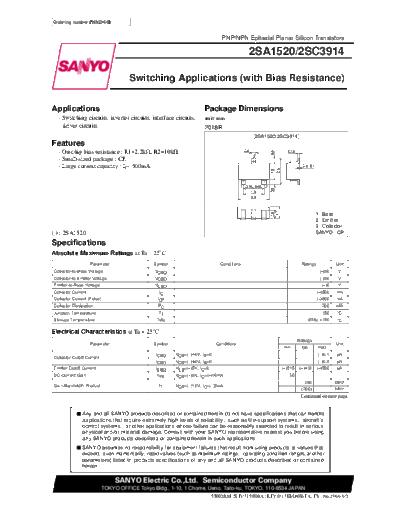 Sanyo 2sa1520  . Electronic Components Datasheets Active components Transistors Sanyo 2sa1520.pdf