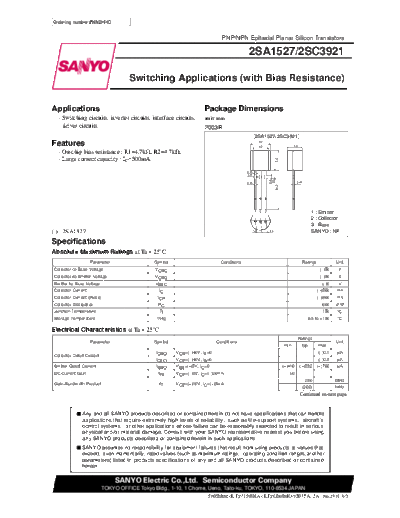 Sanyo 2sa1527  . Electronic Components Datasheets Active components Transistors Sanyo 2sa1527.pdf