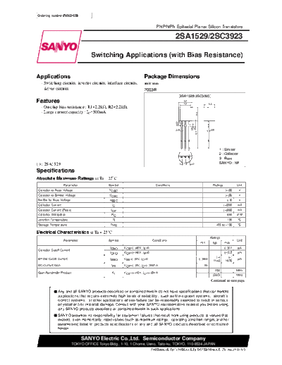 Sanyo 2sa1529  . Electronic Components Datasheets Active components Transistors Sanyo 2sa1529.pdf