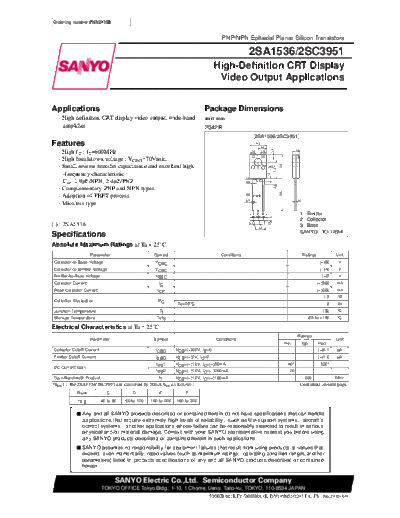 . Electronic Components Datasheets 2sa1536  . Electronic Components Datasheets Active components Transistors Sanyo 2sa1536.pdf