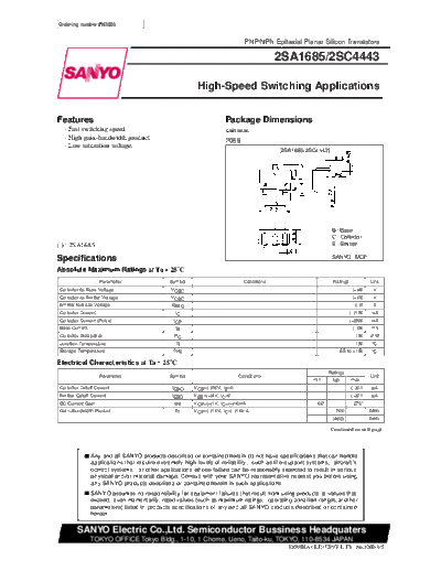 Sanyo 2sa1685  . Electronic Components Datasheets Active components Transistors Sanyo 2sa1685.pdf