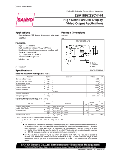 Sanyo 2sa1697  . Electronic Components Datasheets Active components Transistors Sanyo 2sa1697.pdf