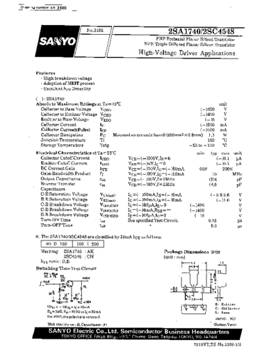 Sanyo 2sa1740  . Electronic Components Datasheets Active components Transistors Sanyo 2sa1740.pdf