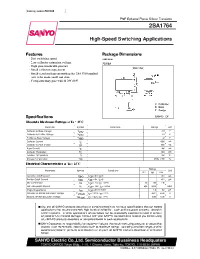 . Electronic Components Datasheets 2sa1764  . Electronic Components Datasheets Active components Transistors Sanyo 2sa1764.pdf