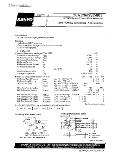 Sanyo 2sa1769  . Electronic Components Datasheets Active components Transistors Sanyo 2sa1769.pdf
