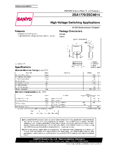 Sanyo 2sa1770 2sc4614  . Electronic Components Datasheets Active components Transistors Sanyo 2sa1770_2sc4614.pdf