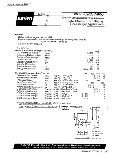 Sanyo 2sa1787  . Electronic Components Datasheets Active components Transistors Sanyo 2sa1787.pdf