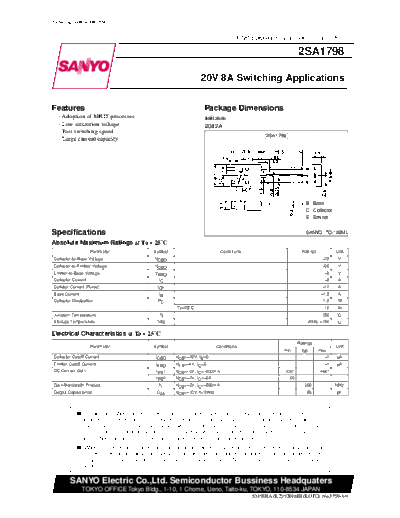 Sanyo 2sa1798  . Electronic Components Datasheets Active components Transistors Sanyo 2sa1798.pdf