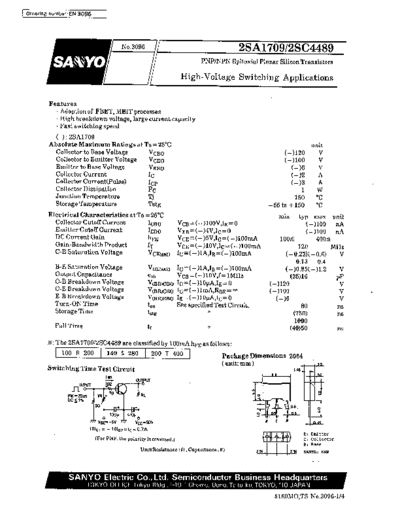 Sanyo 2sa1709  . Electronic Components Datasheets Active components Transistors Sanyo 2sa1709.pdf