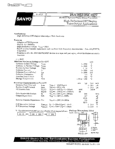 Sanyo 2sa1853  . Electronic Components Datasheets Active components Transistors Sanyo 2sa1853.pdf
