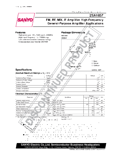 Sanyo 2sa1857  . Electronic Components Datasheets Active components Transistors Sanyo 2sa1857.pdf