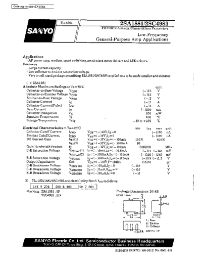 Sanyo 2sa1881  . Electronic Components Datasheets Active components Transistors Sanyo 2sa1881.pdf