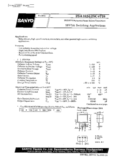 Sanyo 2sa1824  . Electronic Components Datasheets Active components Transistors Sanyo 2sa1824.pdf