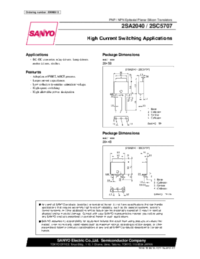 Sanyo 2sa2040  . Electronic Components Datasheets Active components Transistors Sanyo 2sa2040.pdf