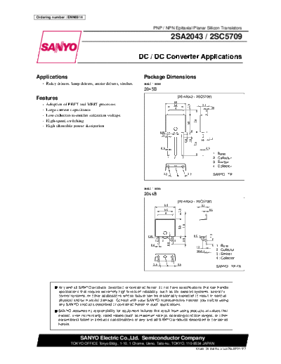 Sanyo 2sa2043  . Electronic Components Datasheets Active components Transistors Sanyo 2sa2043.pdf