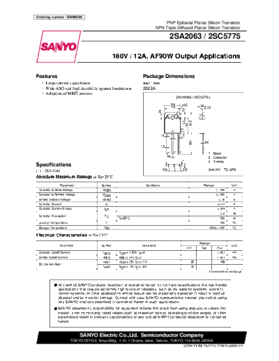 Sanyo 2sa2063  . Electronic Components Datasheets Active components Transistors Sanyo 2sa2063.pdf