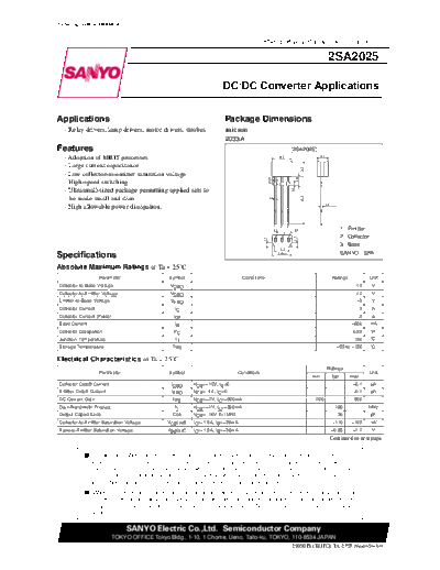Sanyo 2sa2025  . Electronic Components Datasheets Active components Transistors Sanyo 2sa2025.pdf