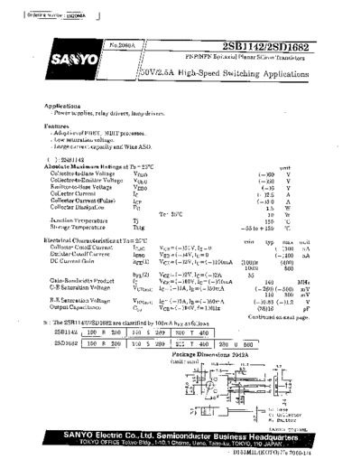 Sanyo 2sb1142  . Electronic Components Datasheets Active components Transistors Sanyo 2sb1142.pdf