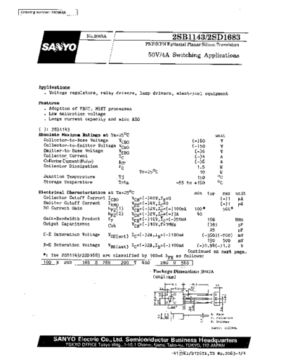 Sanyo 2sb1143  . Electronic Components Datasheets Active components Transistors Sanyo 2sb1143.pdf