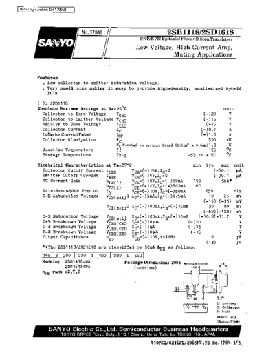 Sanyo 2sb1118  . Electronic Components Datasheets Active components Transistors Sanyo 2sb1118.pdf