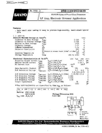 Sanyo 2sb1119  . Electronic Components Datasheets Active components Transistors Sanyo 2sb1119.pdf