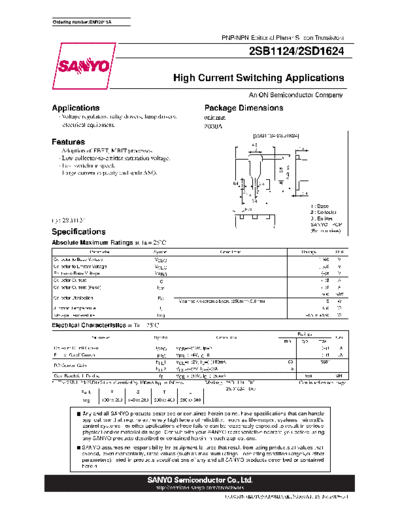 Sanyo 2sb1124 2sd1624  . Electronic Components Datasheets Active components Transistors Sanyo 2sb1124_2sd1624.pdf