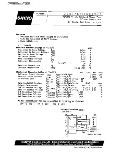 Sanyo 2sb1266  . Electronic Components Datasheets Active components Transistors Sanyo 2sb1266.pdf