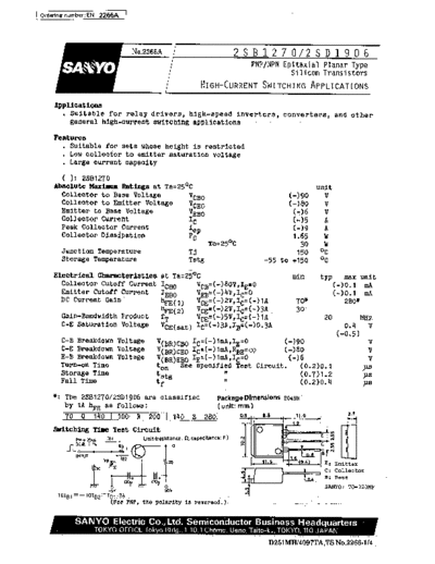 Sanyo 2sb1270  . Electronic Components Datasheets Active components Transistors Sanyo 2sb1270.pdf