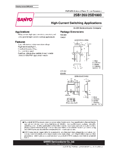 Sanyo 2sb1203 2sd1803  . Electronic Components Datasheets Active components Transistors Sanyo 2sb1203_2sd1803.pdf