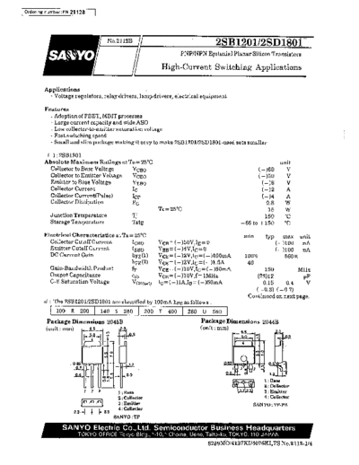 Sanyo 2sb1201  . Electronic Components Datasheets Active components Transistors Sanyo 2sb1201.pdf