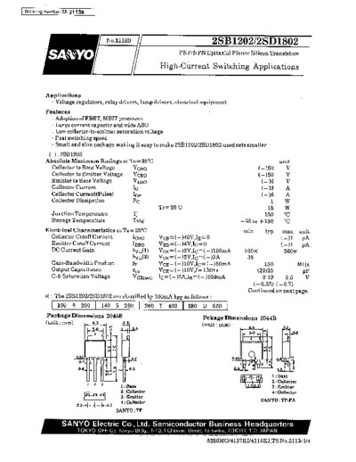 Sanyo 2sb1202  . Electronic Components Datasheets Active components Transistors Sanyo 2sb1202.pdf