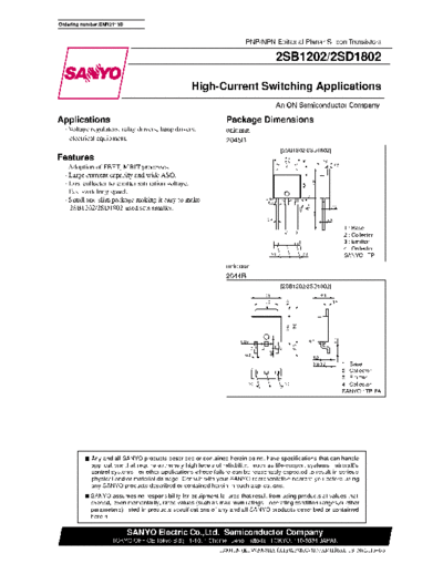 Sanyo 2sb1202 2sd1802  . Electronic Components Datasheets Active components Transistors Sanyo 2sb1202_2sd1802.pdf
