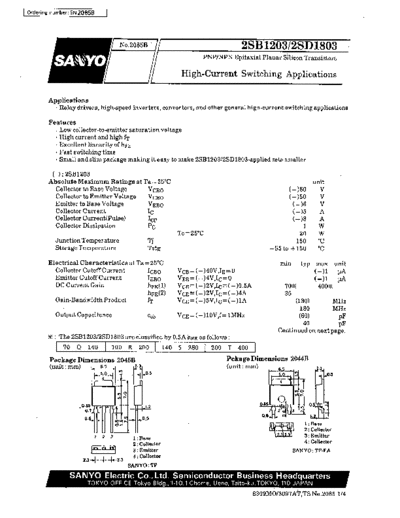 Sanyo 2sb1203  . Electronic Components Datasheets Active components Transistors Sanyo 2sb1203.pdf
