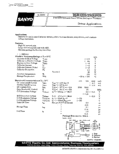 Sanyo 2sb1223  . Electronic Components Datasheets Active components Transistors Sanyo 2sb1223.pdf