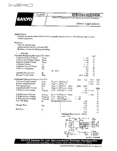 Sanyo 2sb1224  . Electronic Components Datasheets Active components Transistors Sanyo 2sb1224.pdf