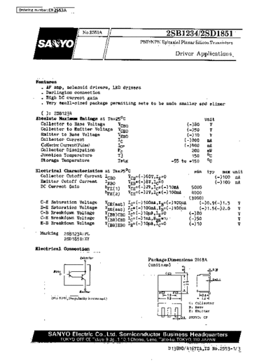 Sanyo 2sb1234  . Electronic Components Datasheets Active components Transistors Sanyo 2sb1234.pdf