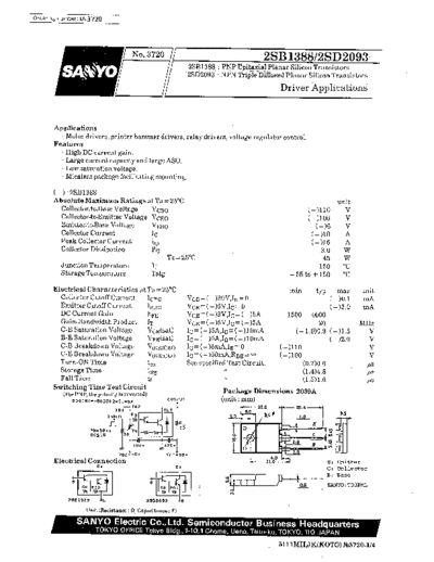 Sanyo 2sb1388  . Electronic Components Datasheets Active components Transistors Sanyo 2sb1388.pdf