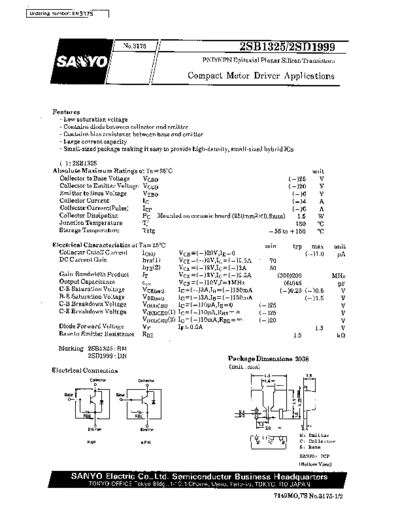 Sanyo 2sb1325  . Electronic Components Datasheets Active components Transistors Sanyo 2sb1325.pdf