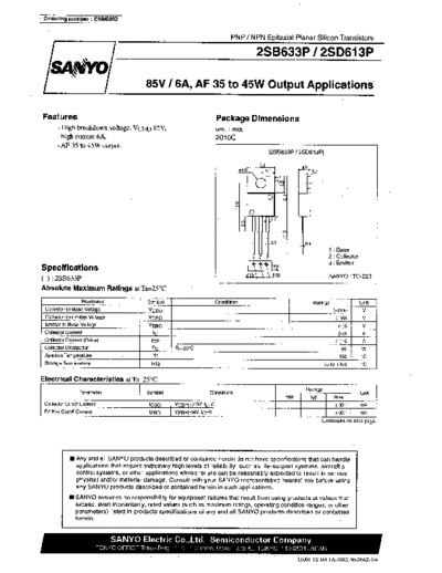 Sanyo 2sb633  . Electronic Components Datasheets Active components Transistors Sanyo 2sb633.pdf