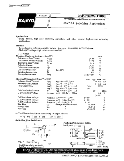 Sanyo 2sb828  . Electronic Components Datasheets Active components Transistors Sanyo 2sb828.pdf