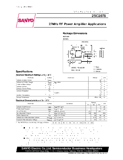 Sanyo 2sc2078  . Electronic Components Datasheets Active components Transistors Sanyo 2sc2078.pdf
