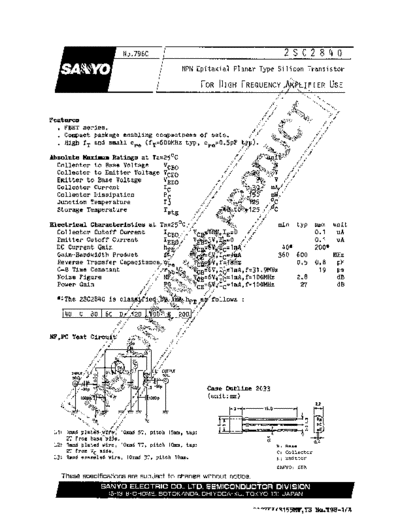 Sanyo 2sc2840  . Electronic Components Datasheets Active components Transistors Sanyo 2sc2840.pdf