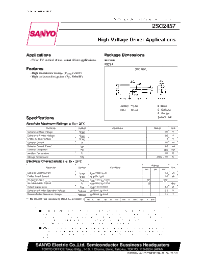 Sanyo 2sc2857  . Electronic Components Datasheets Active components Transistors Sanyo 2sc2857.pdf