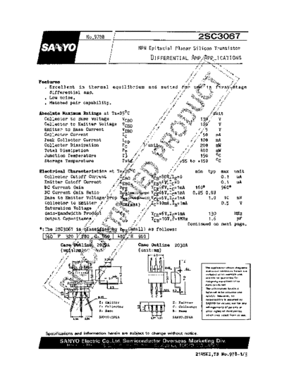 Sanyo 2sc3067  . Electronic Components Datasheets Active components Transistors Sanyo 2sc3067.pdf