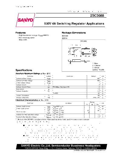 Sanyo 2sc3088  . Electronic Components Datasheets Active components Transistors Sanyo 2sc3088.pdf