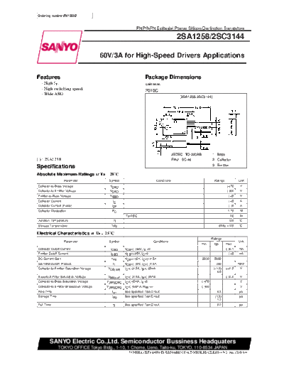 Sanyo 2sc3144  . Electronic Components Datasheets Active components Transistors Sanyo 2sc3144.pdf