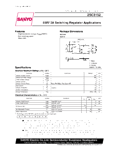 Sanyo 2sc3152  . Electronic Components Datasheets Active components Transistors Sanyo 2sc3152.pdf